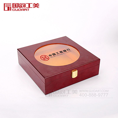 中国工商银行金银纪念章精致纯木工艺礼品盒木质礼盒定制