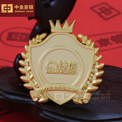 捷信定制异形足金胸针