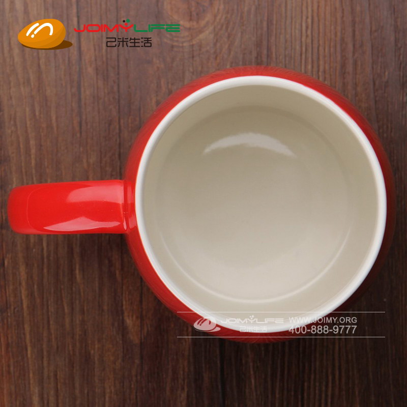 酒桶星巴克风简约情侣咖啡陶瓷杯定做(红色花仙子)