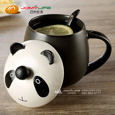 创意马克杯陶瓷杯 咖啡杯情侣杯定做(黑色熊猫)