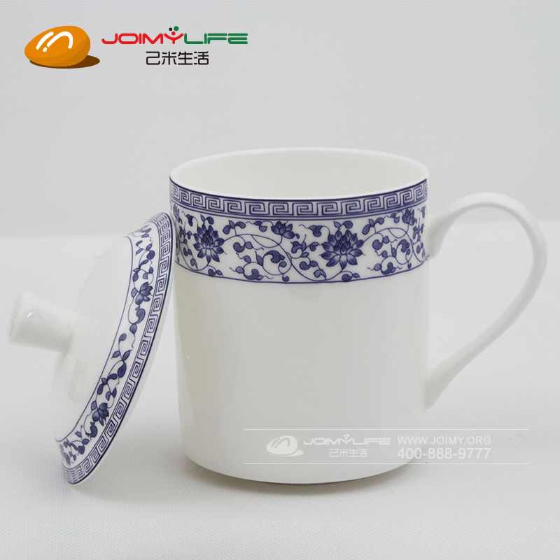 利和陶瓷景德镇瓷器龙井盖杯会议杯子骨瓷餐具定制