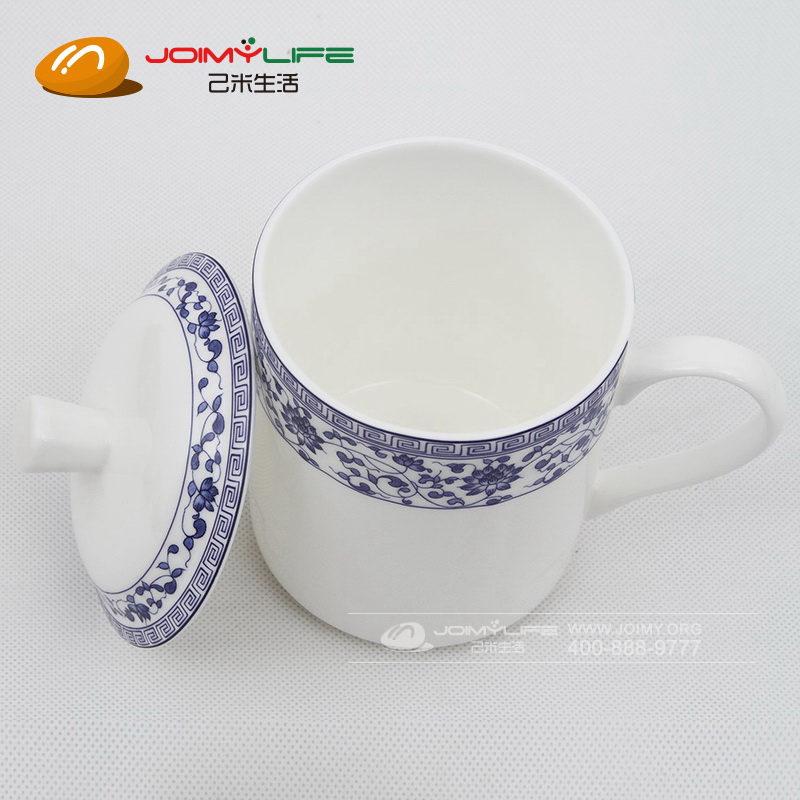 利和陶瓷景德镇瓷器龙井盖杯会议杯子骨瓷餐具定制