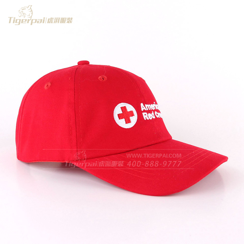 时尚红色刺绣棒球帽 休闲旅游太阳帽 订做印logo