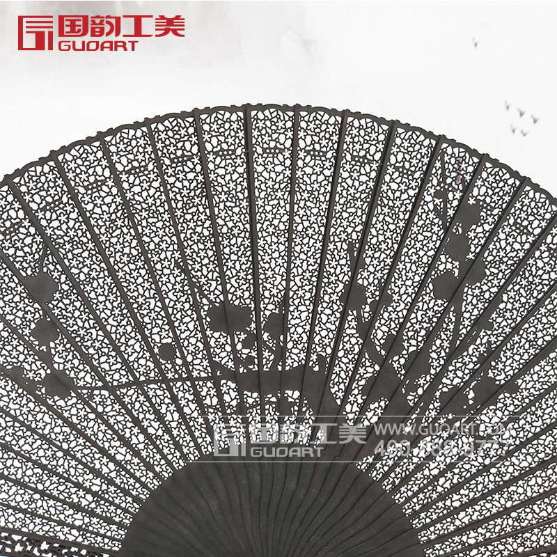 花鸟木古风娟扇手工雕刻扇骨定制