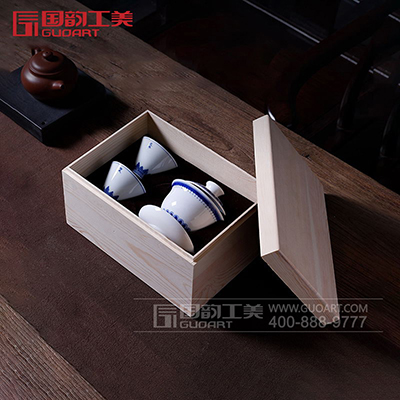 高档实木茶具包装盒瓷器盒子定制