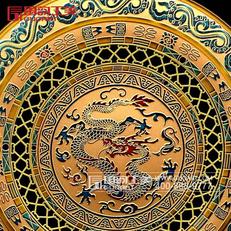 龙盘水晶雕刻摆盘创意手工摆件定做