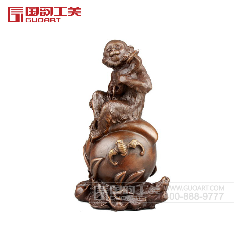 铜猴子招财家居纯铜摆件定做