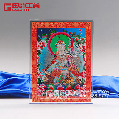 寺庙莲花生大士水晶彩印礼品定做