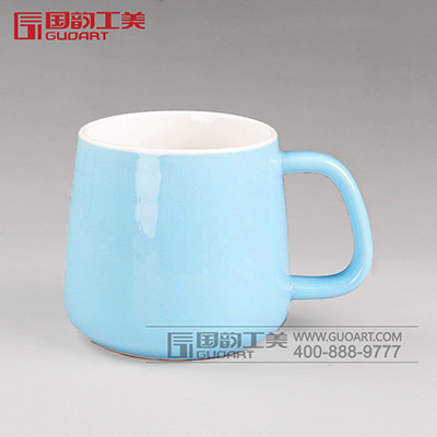 蓝色创意陶瓷杯定做