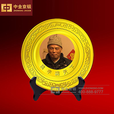 人物摆件足金银摆盘定做