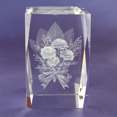 康乃馨水晶3D立体内雕送妈妈生日母亲节礼物漂亮精美