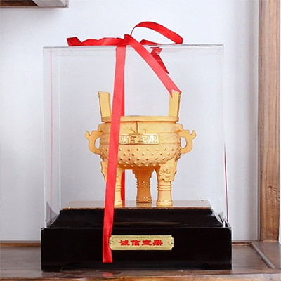 高档绒沙金摆件商务纪念礼品
