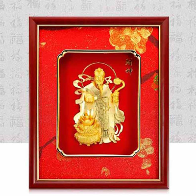 金箔画财神爷高端礼品定制摆件