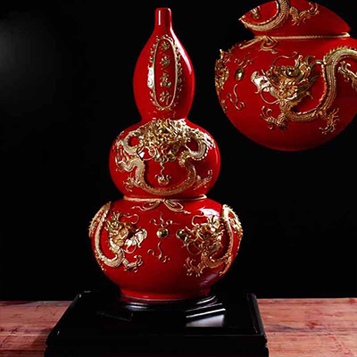 金石赏瓶中国红葫芦瓶开业礼品