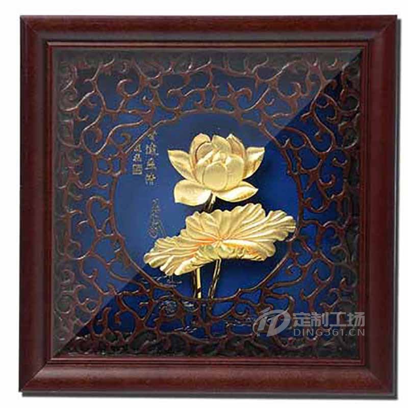 金箔画立体摆件荷花金箔画定制礼品