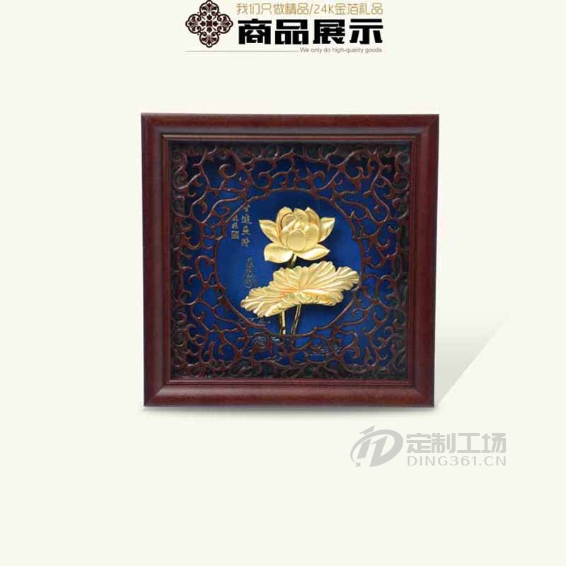 金箔画立体摆件荷花金箔画定制礼品