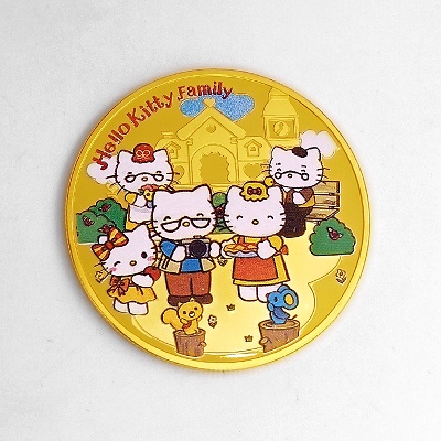 hello Kitty足金纪念章批量定制大货照