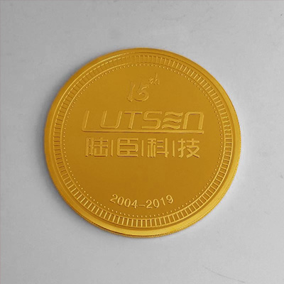 陆臣科技足金纪念章批量定制大货照