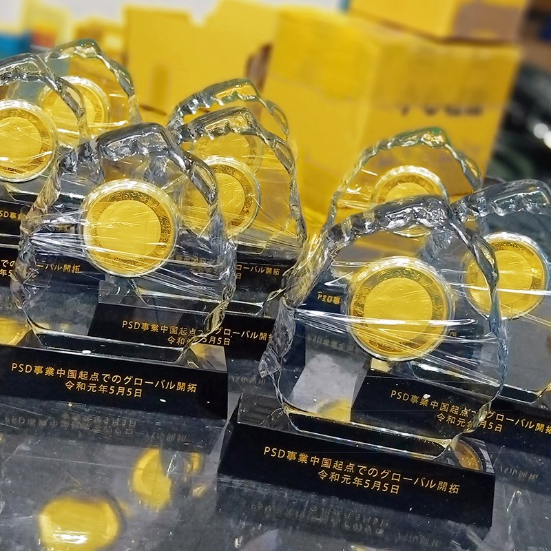 2019年06月 Panasonic纪念章镶水晶摆件定制 优秀员工奖品