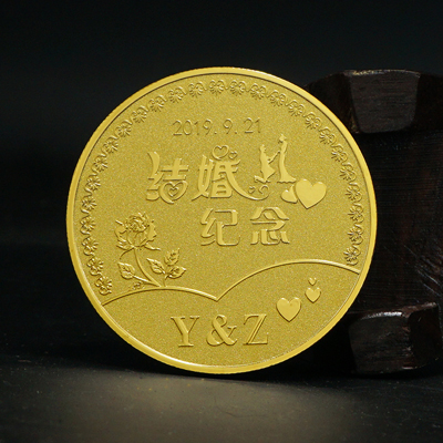 结婚纪念足金纪念章批量定制大货照