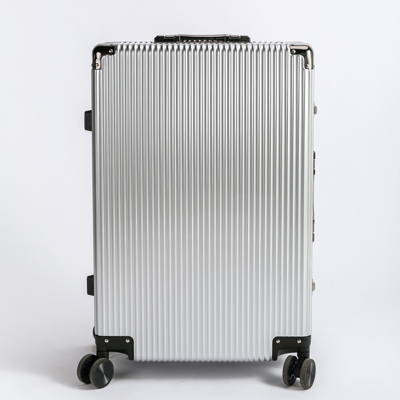 银色旅行箱定制 印logo铝框拉杆箱 万向轮学生行李箱批发定做