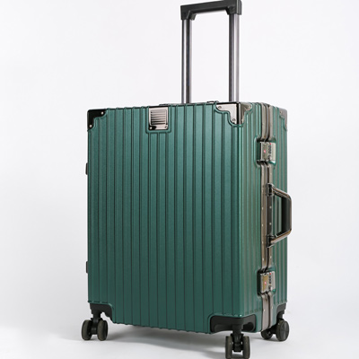 墨绿色铝框拉杆箱定制  万向轮学生行李箱来图来样批发定做