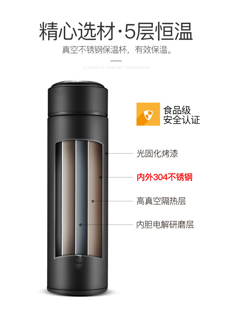 不锈钢内外304高档真空保温杯定制 直身商务办公保温杯批发 广告礼品水杯定制