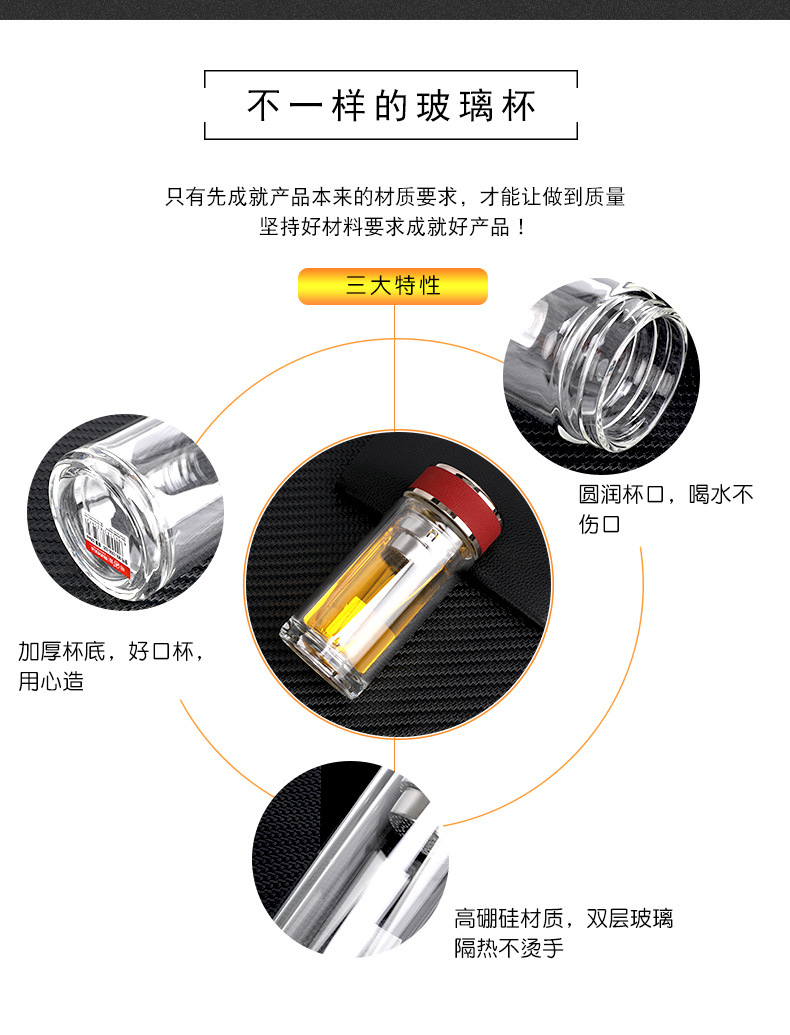 2019新款双层玻璃杯多少钱 商务杯子厚底车载办公杯批发 广告礼品水杯定制logo