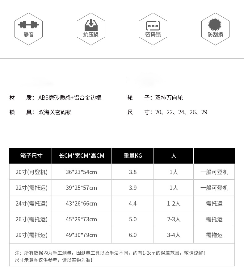 2019商务纯色耐磨万向轮行李箱加工定制 海关锁防爆防盗铝框拉杆箱批发