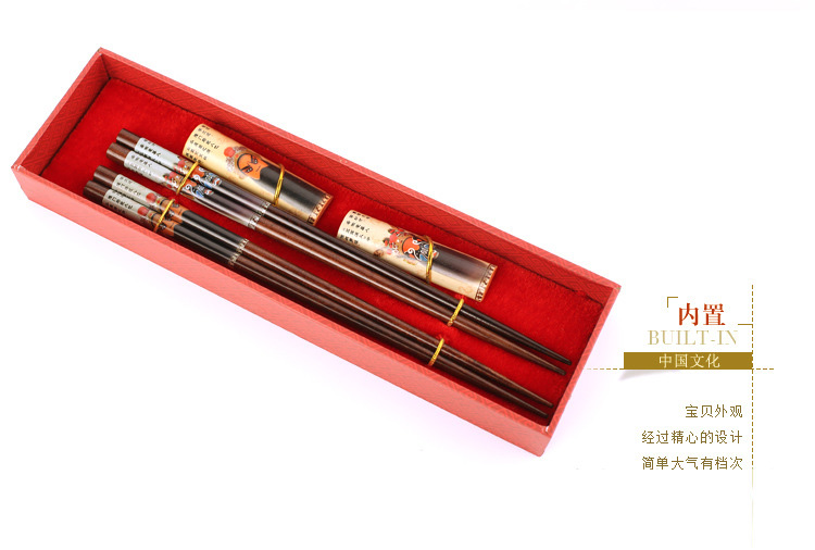 外事礼品定制 中国特色京剧脸谱筷子餐具套装批发 木质礼品筷子订做