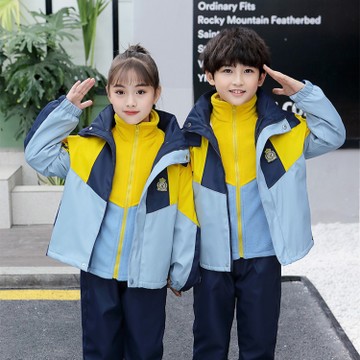 校服班服定制印logo 幼儿园三件套秋冬季冲锋衣防水园服定制 中小学生套装