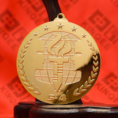国网五四奖章足金奖牌定制 先进表彰礼赠品