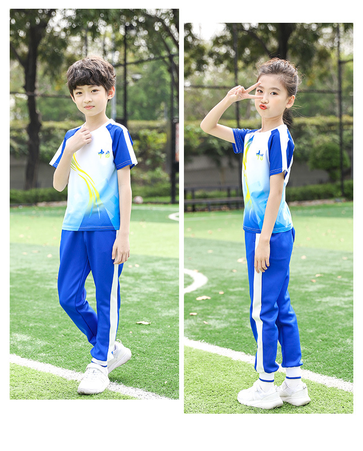 新款小学夏季校服定制 夏季小学班服男孩女孩校服厂家