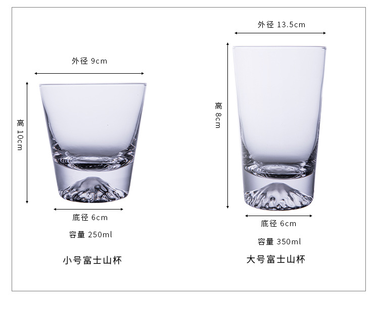 批发水晶玻璃酒杯日式富士山杯 创意磨砂冰山杯茶水杯威士忌酒杯具定制