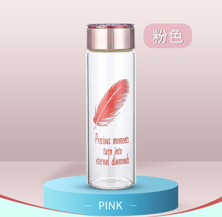 定制logo创意水晶钻面玻璃杯高硼硅透明印字商务开业礼品水杯批发
