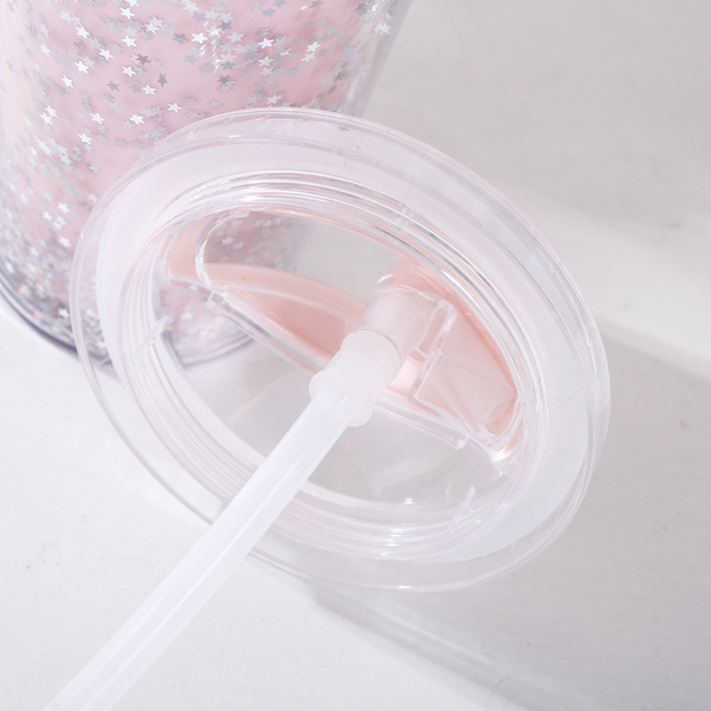 塑料吸管杯批发直销 ins少女便携运动塑料杯定做 学生杯儿童水杯定制