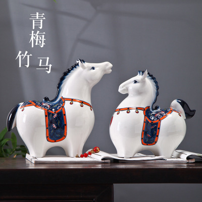 家居陶瓷摆件定制 陶瓷马动物摆件设计厂家 现款直销陶瓷装饰工艺品