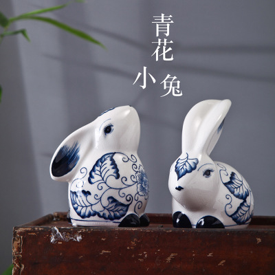 陶瓷兔动物装饰摆件 陶瓷工艺品定制 陶瓷摆件直销批发厂家