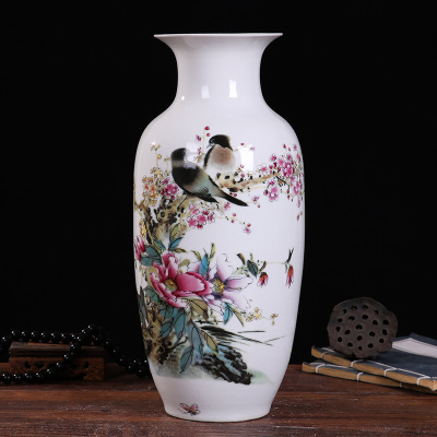 景德镇陶瓷插花瓶 现代花瓶花瓶 仿古中式客厅装饰 瓷瓶摆件工艺品