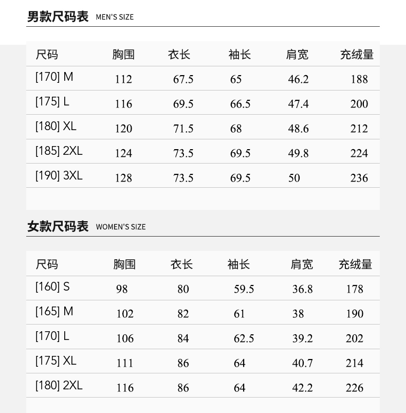 户外秋冬加厚保暖羽绒服 男短款女中长款700蓬白鹅绒服外套