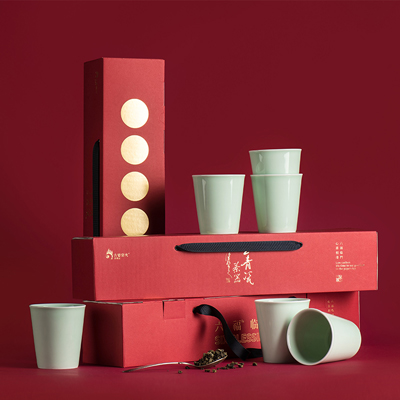 新春办公陶瓷茶杯新年礼品 简约水杯青瓷茶具 企业个性定制创意礼品杯子
