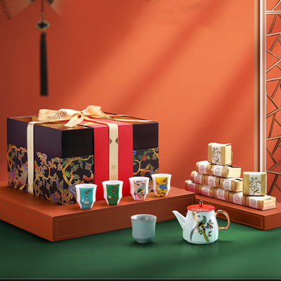 新年礼品喜乐安化红茶袋 泡茶白瓷茶壶茶具礼盒 茶壶陶瓷定制