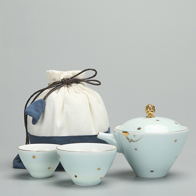 旅行功夫茶具套装 便携包式快客杯一壶二杯户外泡茶壶陶瓷过滤茶杯