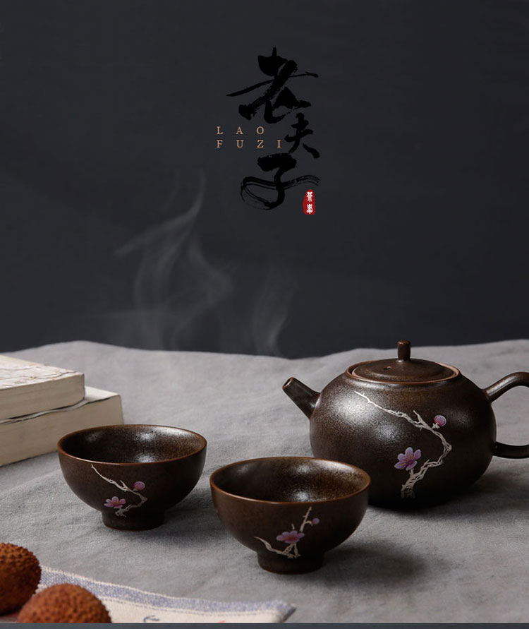 粗陶功夫茶具批发 陶瓷茶具套装定制批发厂家 礼品茶杯套装