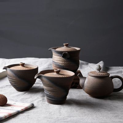 茶壶粗陶复古单壶 陶瓷功夫茶具 泡茶壶茶杯日式茶道家用
