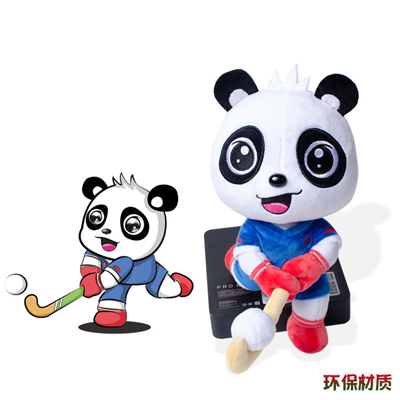 来图定制高尔夫熊猫毛绒玩具摆件 赛事活动吉祥物公仔定做