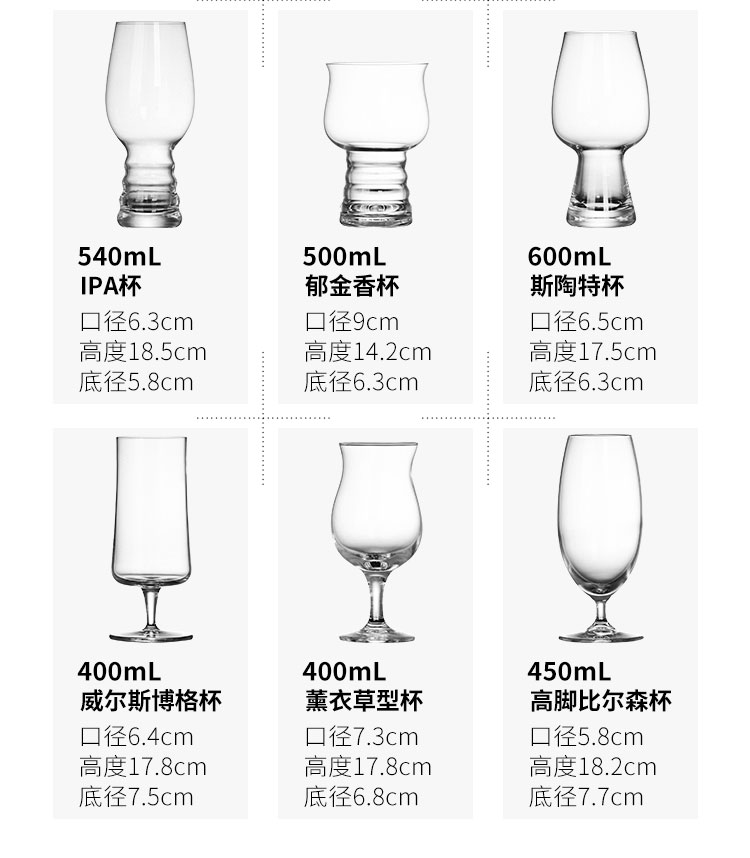 精酿啤酒杯圣杯套装定做 小麦个性定制logo 酒吧玻璃小麦酒杯500ml批发