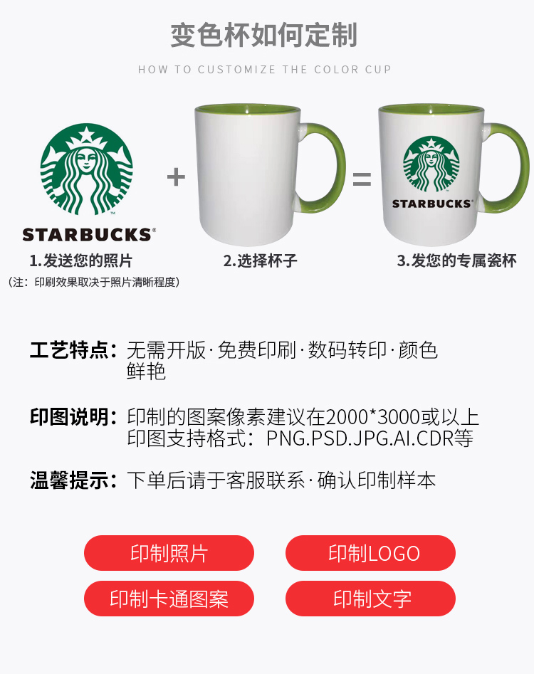 马克杯定制印logo 照片陶瓷广告杯礼品杯 diy印图印字二维码订制