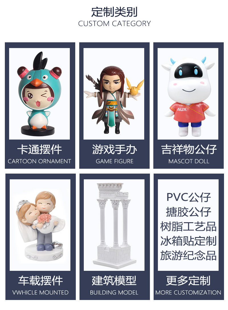 树脂盲盒公仔摆件定制 企业吉祥物玩偶定做 工艺品动漫pvc手办订做