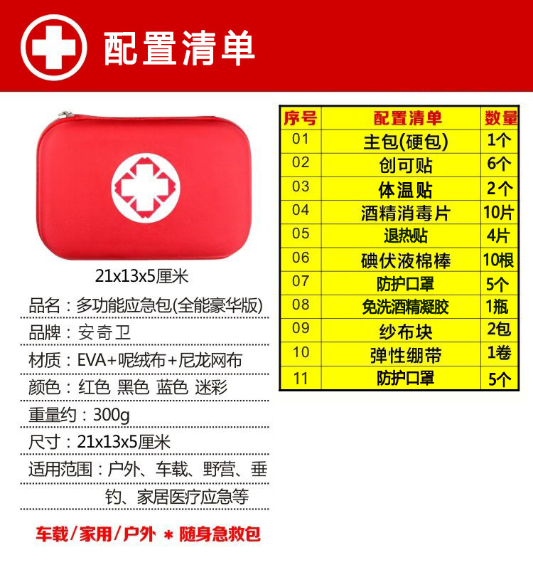 厂家直销急救包 户外用品家庭医药箱定制 应急药箱车载药箱批发